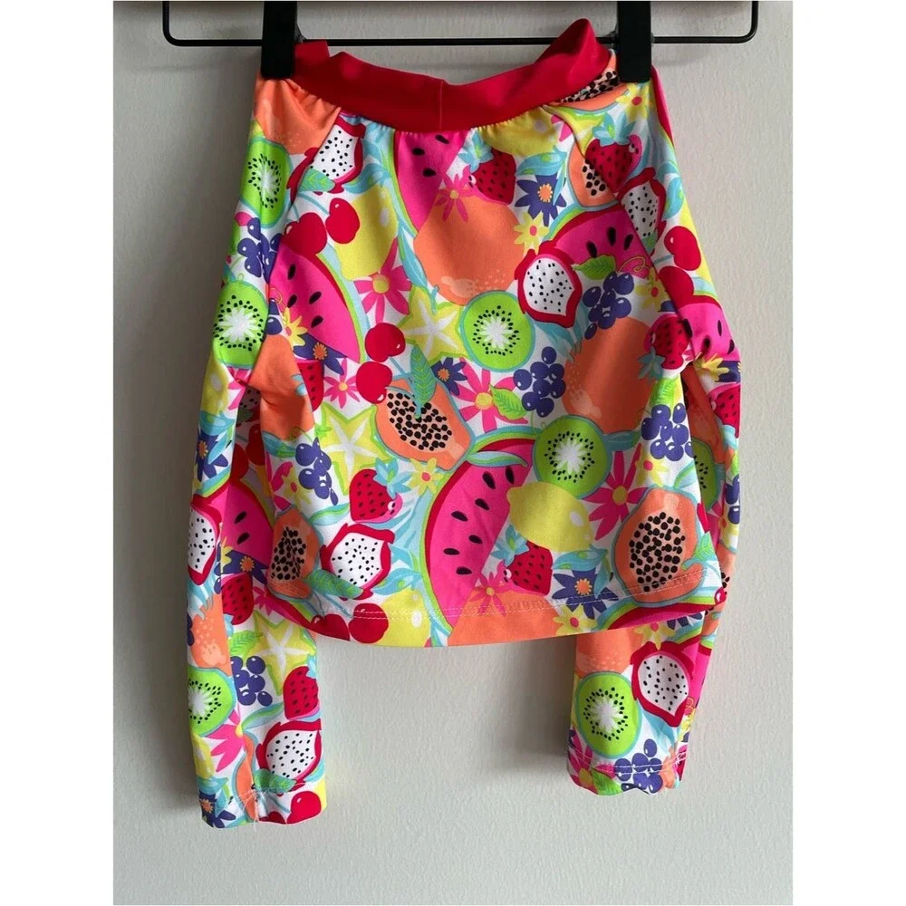 Penelope Mack rashguard long sleeve swimsuit top bright multicolor fruit print 5